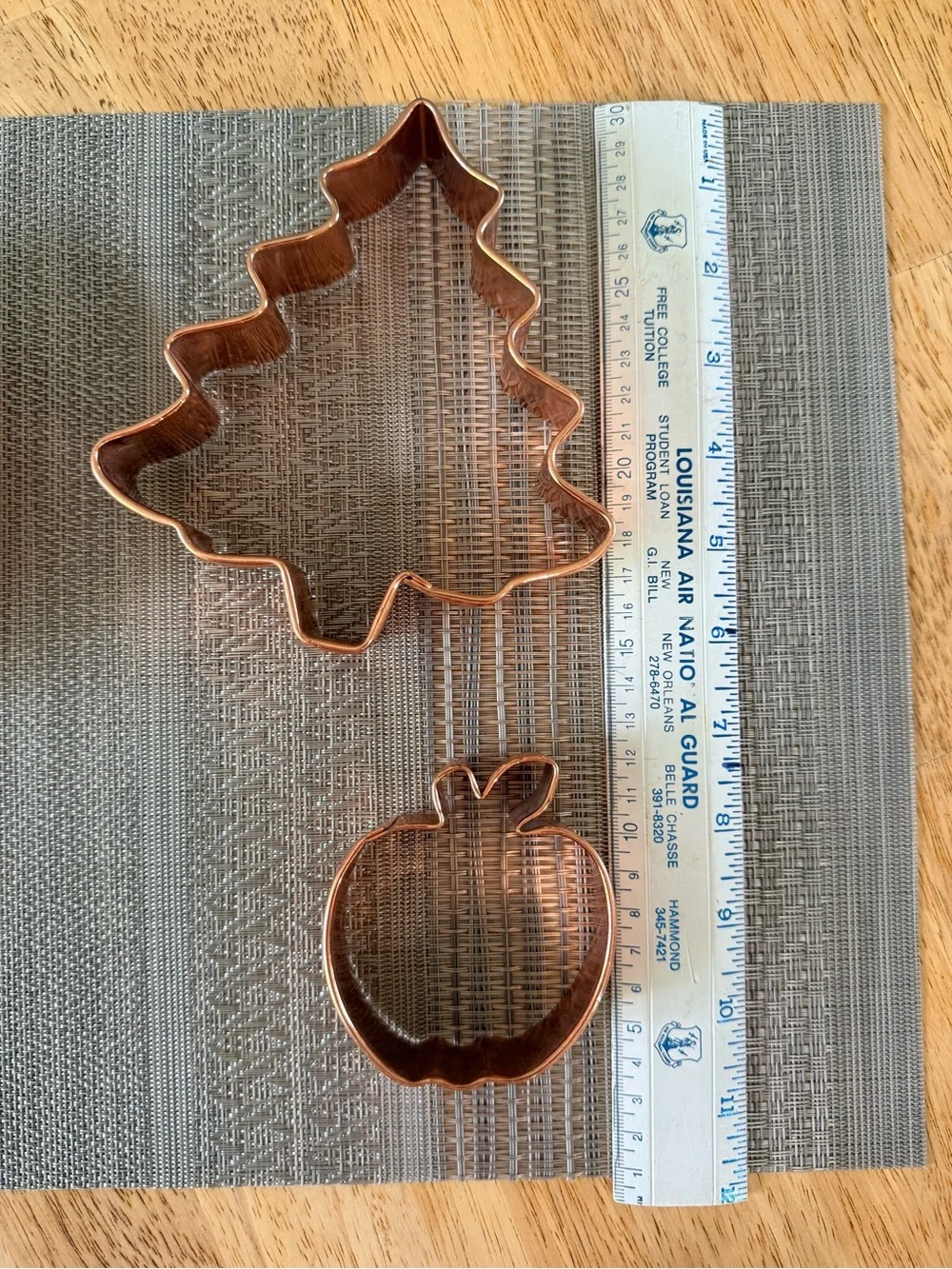 Vintage Copper Cookie Cutter Set (Tree, Apple, Pumpkin)